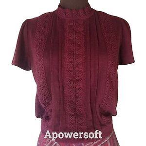 Maroon Lace Pleated Blouse